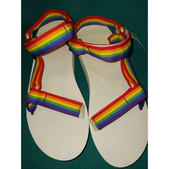 NWT Teva Midform Universal PRIDE Rainbow White Sandals Womens Size 9 - Picture 3 of 6